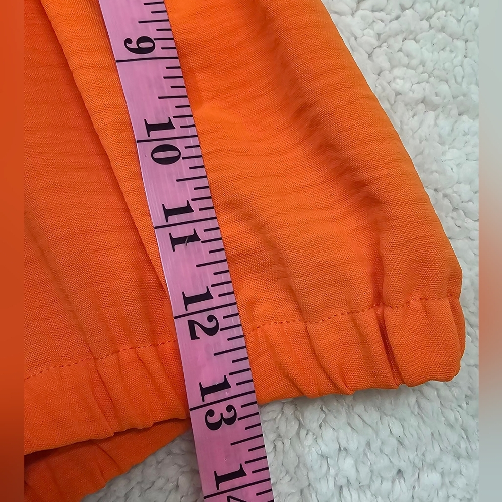 Michael Kors Women’s 3X Orange Puff Sleeve Blouse Gold Zip MK Logo Textured Top - Picture 9 of 10